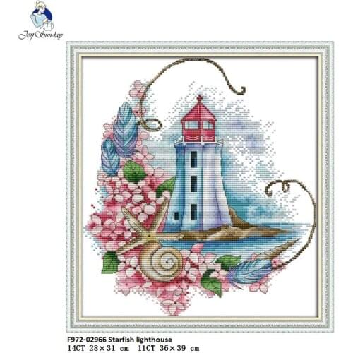 Joy Sunday The Starfish lighthouse Counted 14CT and 11CT Cross Stitch Kits DIY Handwork For Embroidery Home Decor Needlework