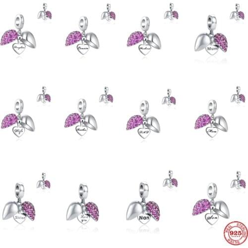 2021 New 925 Sterling Silver Sparkling Caring Wife Daughter Husband DIY fine beads Fit Original Pandora Charm Bracelet Jewelry