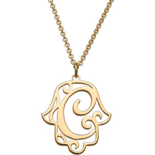 New Hamsa necklace stainless steel English alphabet necklace name initial necklace FSN0030