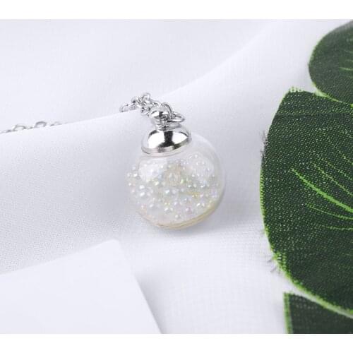 Glass Ball Necklace Colorful Bubbles Ball Pendant Glass Charm Necklace Lady Fashion Wild Necklace Jewelry