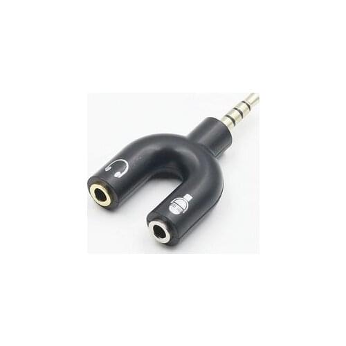 U Type Adapter Dual 3.5 MM Headphone Plug Audio Cables Splitter Microphone 2 in 1 Swivel Connector Free shipping