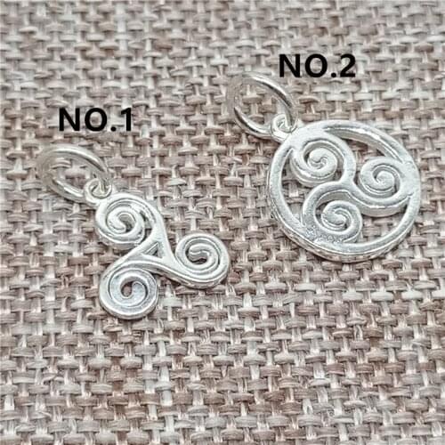 925 Sterling Silver Shiny Sprial Triskelion Charms Pendants for Bracelet Necklace