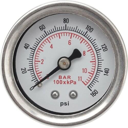 Adjustable 0-160 PSI Fuel Oil Pressure Regulator Gauge Chrome Silver Universal