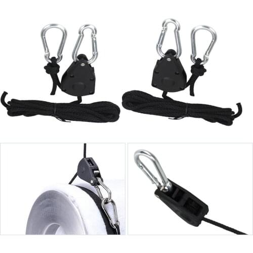 1/8 Inch Rope Hanger Adjustable Rope Clip Zinc Alloy Hookv Hanging Rope Ratchet Plastic Pulley Heavy Duty For Grow Light Kit