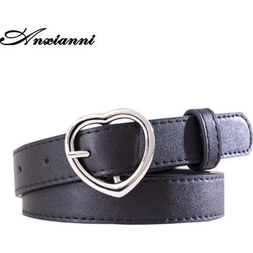 Anxianni retro hollow black love lady belt thin girl peach heart belt student cute decorative belt wild wild tide