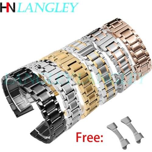 Stainless Steel Watch Band 14/15/16/17/18/19/20/21/22/23/24/26 Mm Width Watches Strap Bracelet Replacement Curved End Pieces