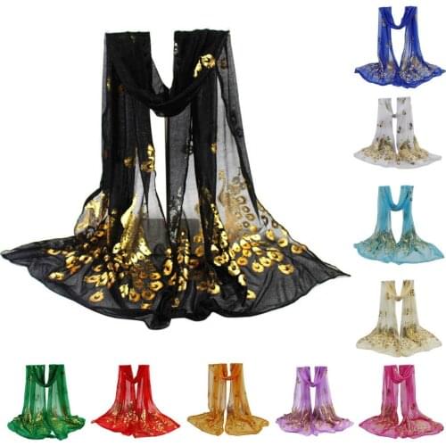 2020 luxury brand women scarf summer Women Lady Multi-color Peacock Flower Scarf Long Soft Wrap Shawl Stole Pashmina 10 colors