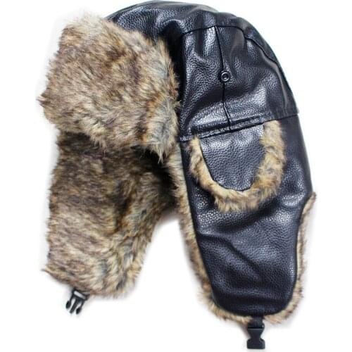 Winter Lovers Bomber Hats PU Leather Faux Fur Ear Flap Snow Caps Ushanka шапка зимняя женская