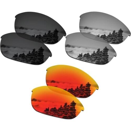 SmartVLT 3 Pairs Polarized Sunglasses Replacement Lenses for Oakley Half Jacket Stealth Black and Silver Titanium and Fire Red