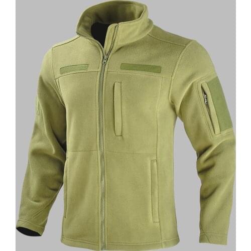 Tactical Stand Collar Fleece Jacket Men Autumn Winter Outdoor Thicken Warm Fleece Coat Multi-pocket Military Jacket Fleece Liner