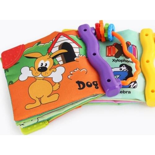 Infant Early Education Cloth Book Animal Pattern Sound Books with Device Teether Design