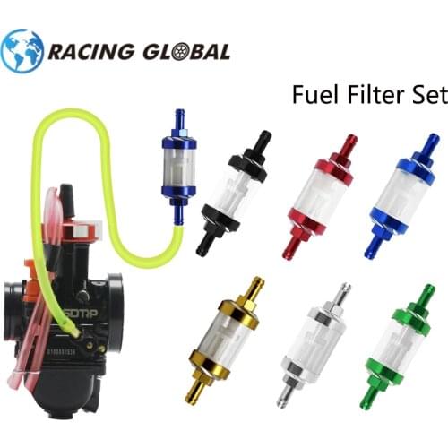 ALCON-Racing Fuel Petrol Inline Filter Hose Pipe Gas Fuel Filter 8mm+Oil Pipe+Clamp Set For Dirt Bike ATV Quad Scooter Motobike