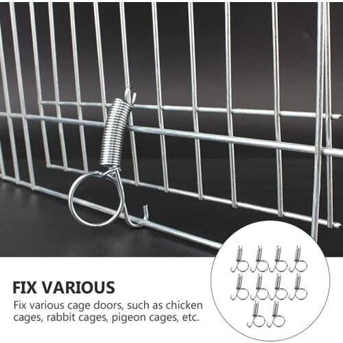 10PCS Multi-Purpose Rabbit Cage Door Spring Hook Bird Cage Utensil Fixed Hook Pigeon Cage Door Spring Hook