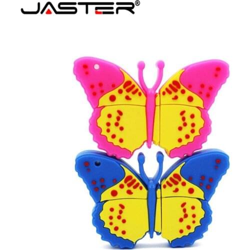 JASTER Lovely butterfly model usb flash drive usb 2.0 cute keychain memory stick u diskl pendrive 4gb 8gb 16gb 32gb 64GB