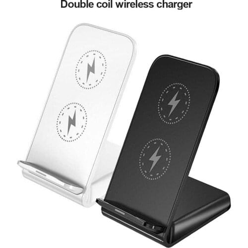 Vertical Double Coil Charging Stand Wireless 10W Fast Charging Mobile Phone Universal Wireless Charger