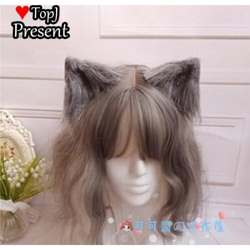 Lolita Handmade simulation multicolour Animal wolf Ear Plush Animal Ear Clip KC Hairband Cosplay Hair Accessories large size
