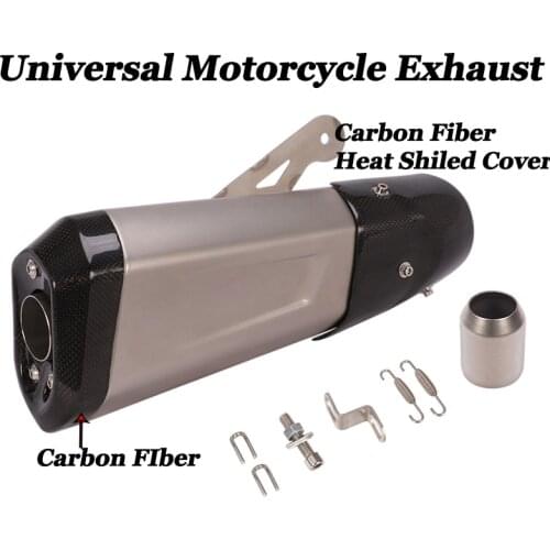 51mm Universal Motorcycle Exhaust Muffler Carbon Fiber Pipe Escape Moto Heat Shiled Cover DB Killer For S1000R Z900 S1000XR CB