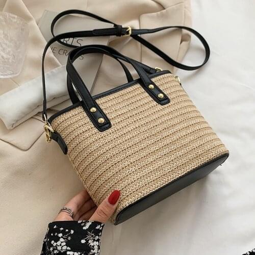 Hand-woven Womens Shoulder Crossbody Handbag Bohemian 2021 Straw Beach Tote Bag Travel Shopper Weaving Shopping Bags