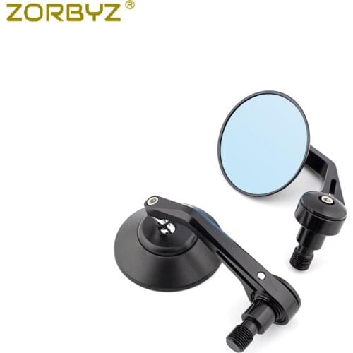 ZORBYZ 3'' 4'' Black Aluminium Round Handlebar End Side Mirror M16 Bolt For Yamaha XSR700 XSR900 XJ6 FZ8 FZ6 MT-09 MT-07 MT-03