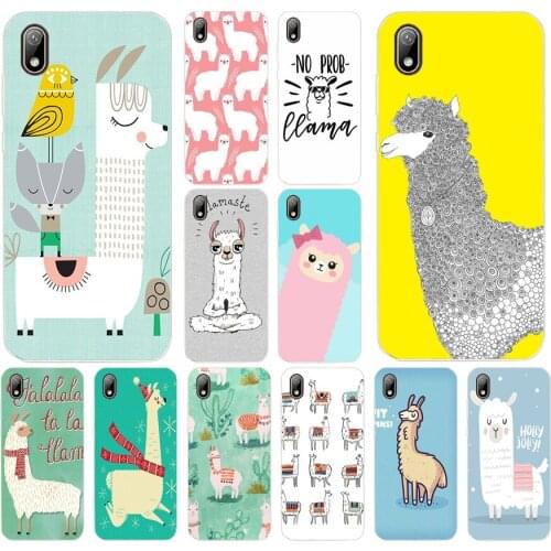 02 Cute Llama Alpaca Animals Cartoon Silicone TPU Protective Cover Phone Case On Case For Huawei Y5 Y6 Y7 Prime 2019 Case Soft