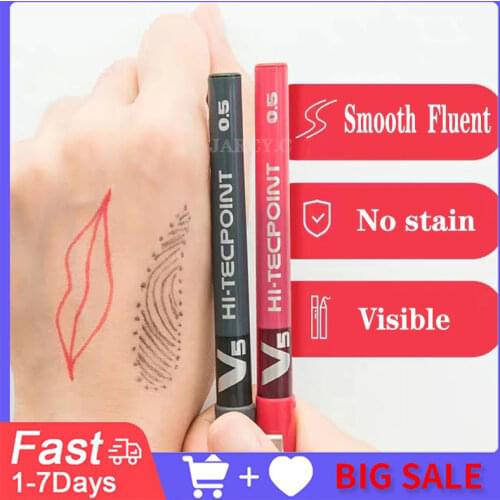 1pcs 0.5mm Black Red Microblading Skin Marker Pen Tattoo Skin Scribe Pen Permanent Makeup Waterproof Eyebrow Lip Tattoo Supplies