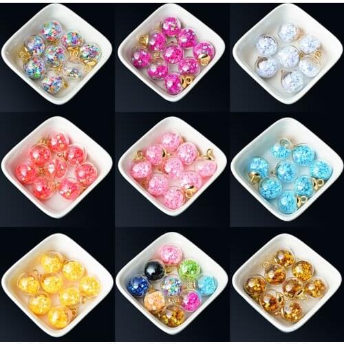 10p 16mm sequins pendant Transparent glass ball charm pendants for Necklace earring DIY Bracelet Jewelry Making hair accessories