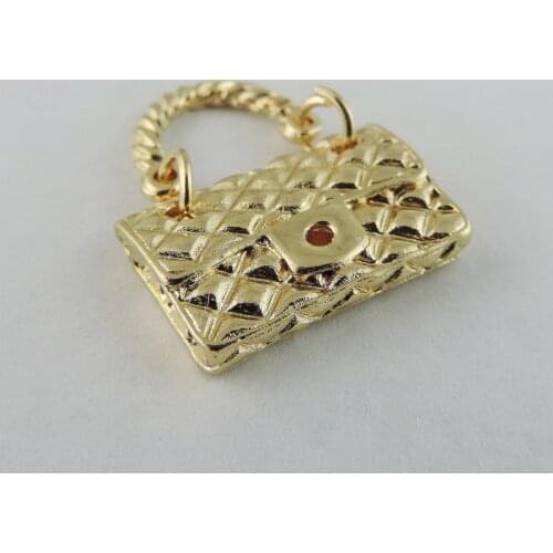 12pcs/pack Creative Retro Gold Bag Shape Necklace Crafts Charms Special Women Gift Pendant 22*18mm Jewelry Finding Making 38926