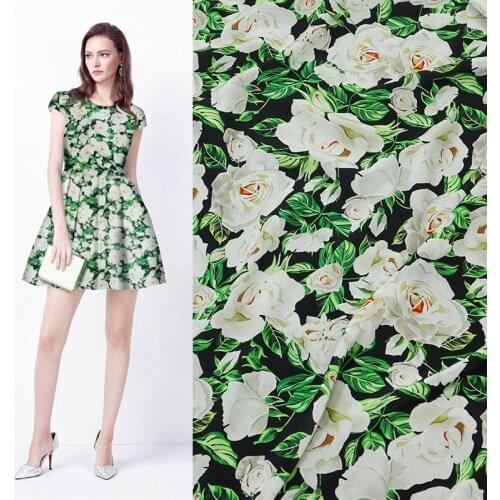 135*50cm elegant white rose new style silk crepe de chine fabric dress shirt home textile silkworm silk brand fashion fabric