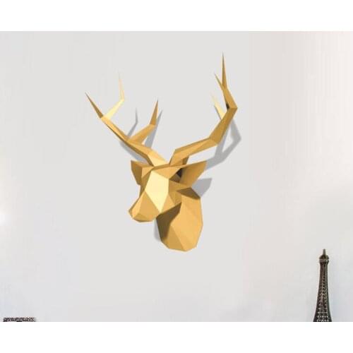 Papercraf 3d paper animal models Golden deer Pinscher papercraft toy home decor wall decoration puzzles eductional diy toys