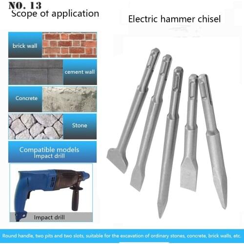 5Pcs SDS Plus Chisel Set Point Groove Gouge Flat Chisel Electric Hammer Drill Bit Break Concrete Brick Wall Drilling Tools Sets