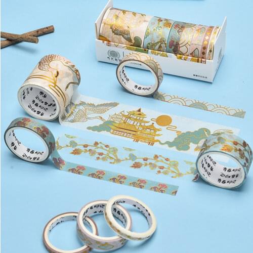 6Roll/set Washi Tape Japanese Retro Paper Stickers DIY Decorative Washi Tape Set Scrapbooking Adhesive Washitape Stationary