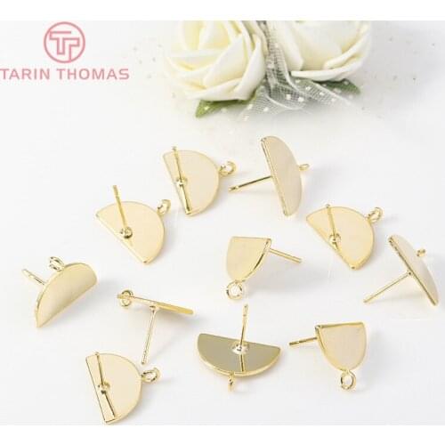 6PCS 24K Gold Color Plated Brass Shaped Stud Earrings for Jewerly Making Diy Jewelry Findings Accessories wholesale