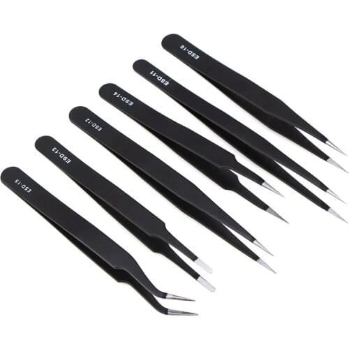 6pcs Safe Stainless Steel Anti-static Tweezers Maintenance Tool Kits Mobile Cell Phone Repair Refurbished Tool Sets for iPhone