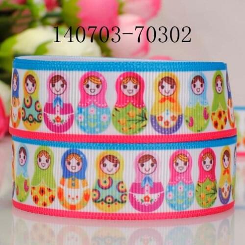 7/8" 22mm 10 yards Cartoon Russian doll printed grosgrain ribbon Clothing accessories DIY party decoration