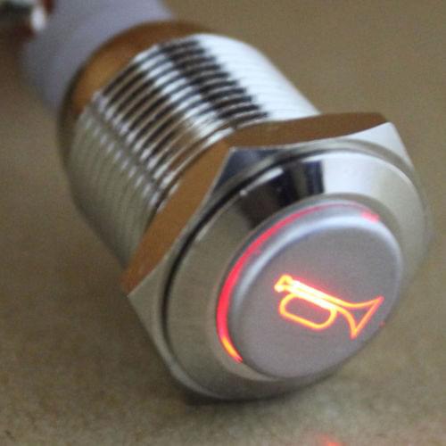 12V Car Auto Red LED Momentary Speaker Horn Push Button Metal Switch 16mm Sales