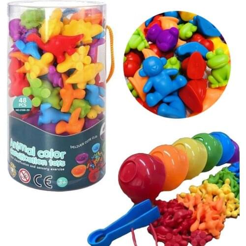 Kids Rainbow Matching Game Animal Cognition Rainbow Color Sort Fine Motor Training Montessori Sensory Education Puzzle Toy Gifts