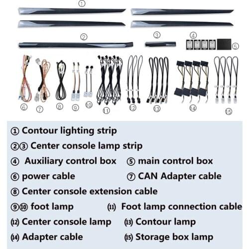 For Volkswagen Lavida 2019-2021 Car Ambient Light 30-Color Set Screen control Decorative lighting Atmosphere Lamp LED strip