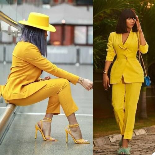 Elegant Vintage Women Pants Suit Shawl Laple Two Buttons Causal Daily Blazer Catwalk Show Party Prom Wear Jacket 2 Pieces