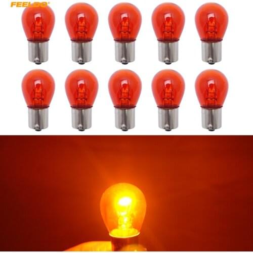 FEELDO 10pcs BAU15S 1156 S25 12V 21W Car Clear Glass Lamp Turn Tail Bulb Auto Indicator Halogen Lamp #AM4297