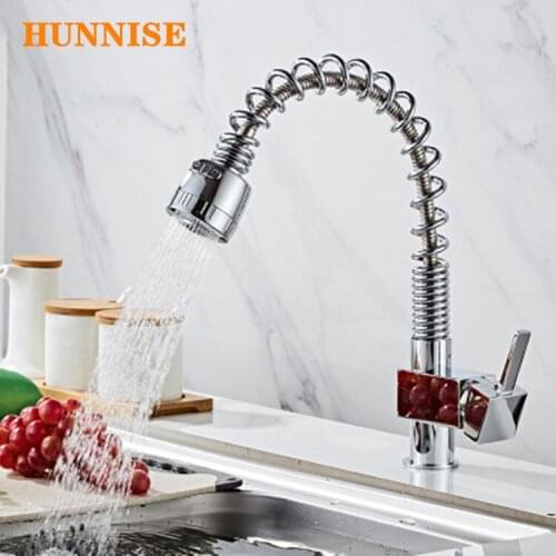 Hot and Cold Spring Pull Out Kitchen Sink Mixer Chrome Brass Spring Kitchen Faucet 360 Swivel Pullout Kitchen Sink Mixer Tap