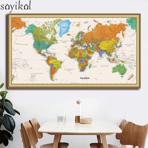 Canvas Painting Unique Vintage HD WORLD MAP Classic Painting Printing Poster Wall Picture No Frame Home decor For Living Room