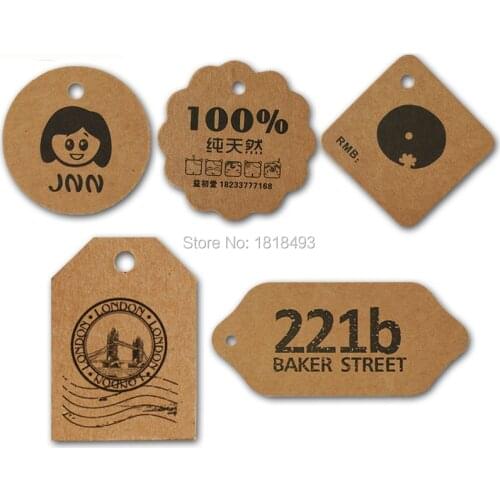 Customize jewelry price tag printing/clothing printed tags/shape cutting labels/decorated tag/earrings retro kraft paper tag