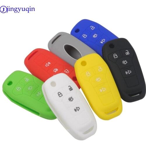Jingyuqin 10ps Remote 4 Buttons Silicone Flid Folding Car-Stying Key Cover Case For Ford Fusion 2013-2015