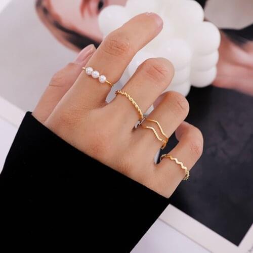 Korean Girl Ring Fashion New Temperament Simple Ins Tide Net Celebrity Ring Index Finger Tail Ring Five-piece Womens Clothing