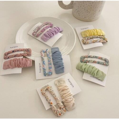 2pc Floral Fabric Cloth Hair Clip All-match Floral Sweet Summer Girl hairpin Bangs Clip All-match BB Clip Women Hair Accessories