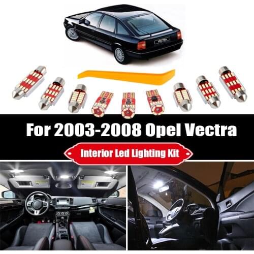 13pcs For 2003-2008 Opel Vectra C GTS White Error Free Car LED Interior Light Kit Reading Bulbs Map Dome Cargo Plate Lamp