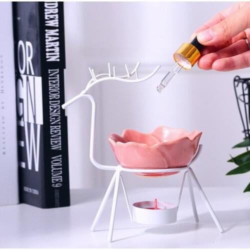 Fashion Aroma Burner Oil Diffuser Rose Steel Art Aromatherapy Furnace Yoga Spa Home Bedroom Decor Christmas Housewarming Gift