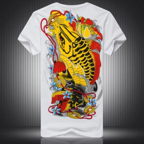 Chinese style big squid pattern printing fashion short-sleeved t shirt Summer 2018 New quality cotton boutique t shirt men M-4XL