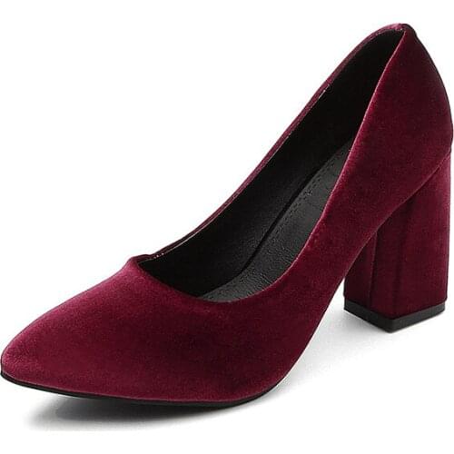 Fashionable suede pointed mouth shallow thick with the size and high code 33-43 code spring fashion shoes of 1846