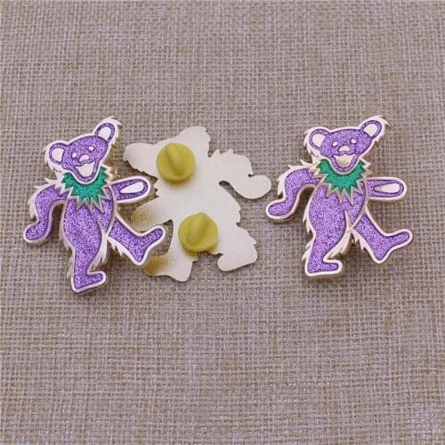 Custom Metal Bear Shape Glitter Emblem Insignia Lapel Pin Glitter Badges